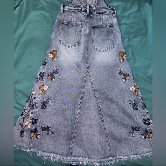 🩵💙 Free People DRIFTWOOD Garden Skirtall Embroidered Overall Maxi Dress 💙🩵 - Picture 9 of 13